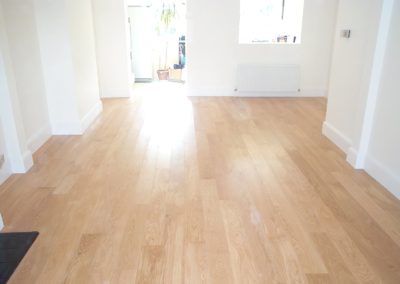 Fitted floor on completion with skirtings trimmed