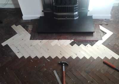 Wood Parquet repair in progress