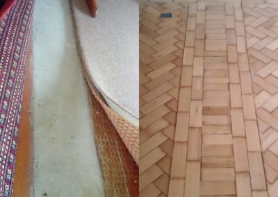 Replacement of concrete with parquet, before and after