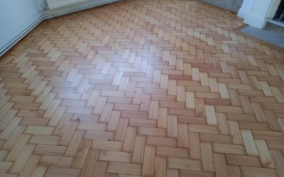 Douglas Fir Parquet Restoration in Sutton, Surrey